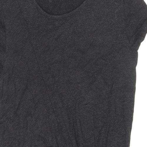 TU Womens Black Viscose T-Shirt Dress Size 10 Round Neck Pullover - Twist Detail