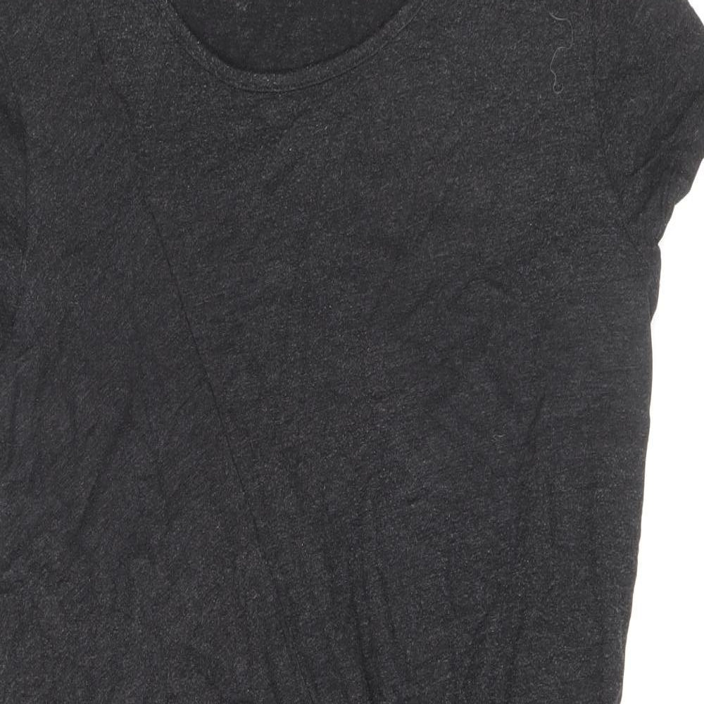 TU Womens Black Viscose T-Shirt Dress Size 10 Round Neck Pullover - Twist Detail