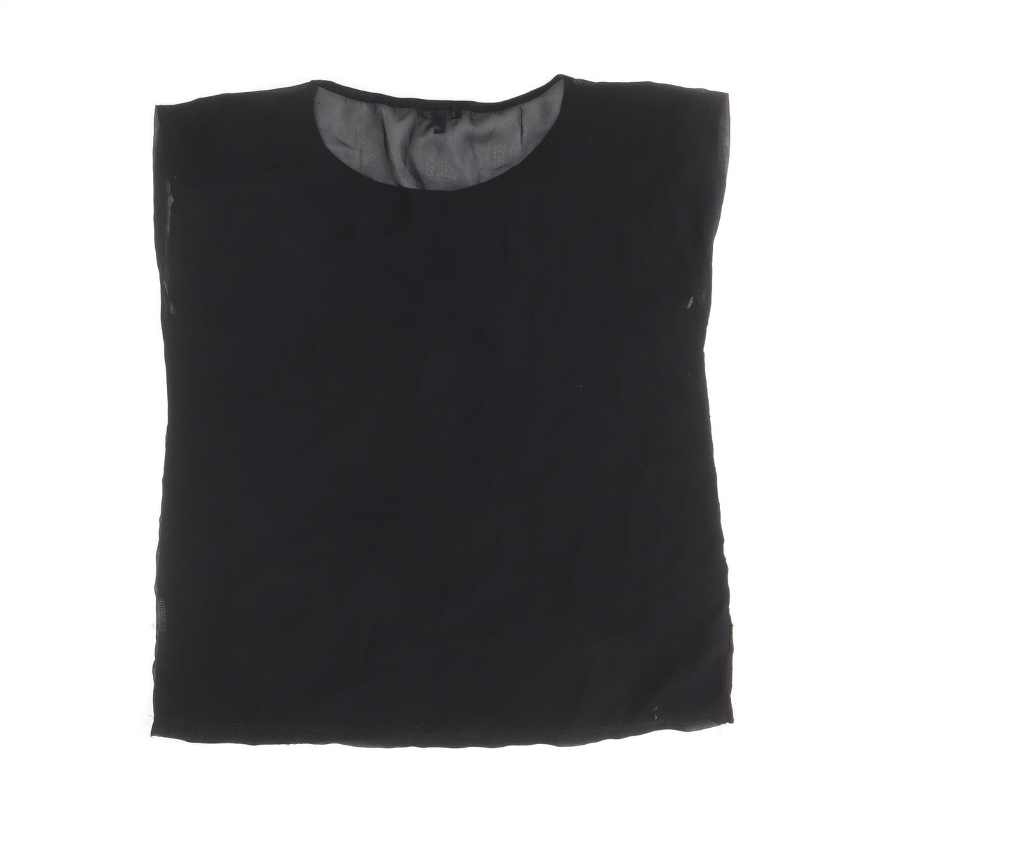 Papaya Womens Black Polyester Basic T-Shirt Size 16 Round Neck