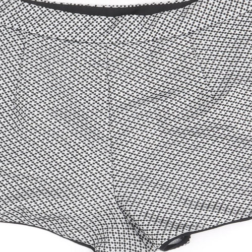 Miss Selfridge Womens Black Geometric Polyester Hot Pants Shorts Size 10 Regular Zip