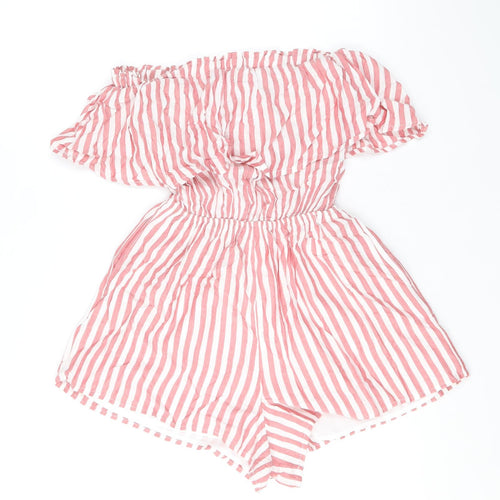 Hollister Womens Multicoloured Striped Viscose Playsuit One-Piece Size M Pullover