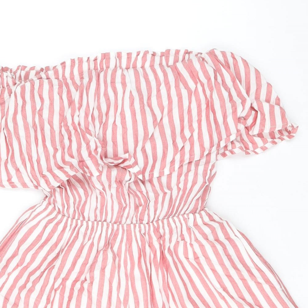 Hollister Womens Multicoloured Striped Viscose Playsuit One-Piece Size M Pullover