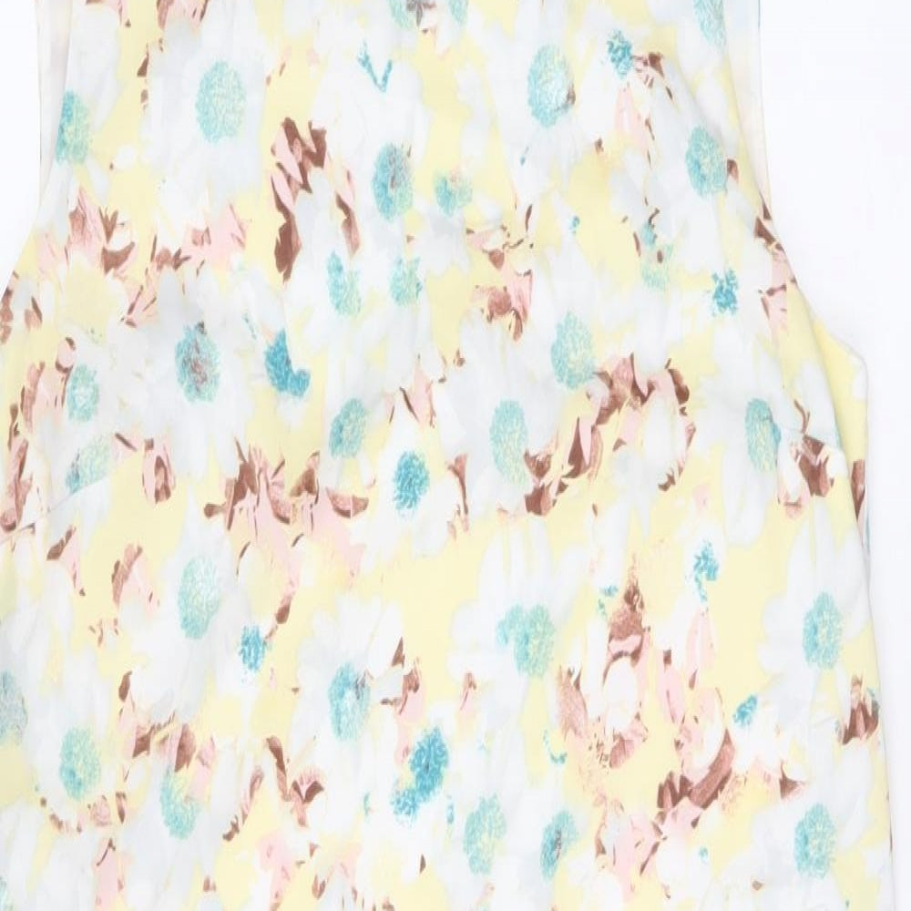 Marks and Spencer Womens Multicoloured Geometric Polyester Shift Size 12 Boat Neck Zip