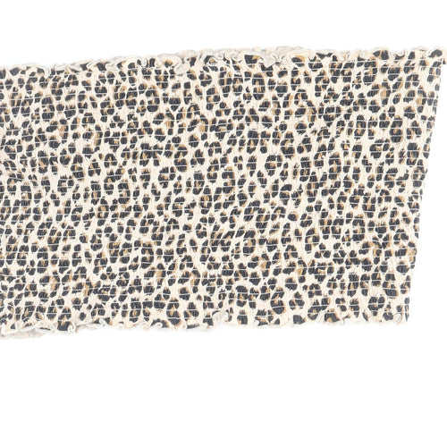 Divided by H&M Womens Beige Animal Print Cotton Cropped Blouse Size L Off the Shoulder - Leopard Print Bandeau
