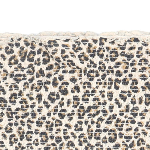 Divided by H&M Womens Beige Animal Print Cotton Cropped Blouse Size L Off the Shoulder - Leopard Print Bandeau
