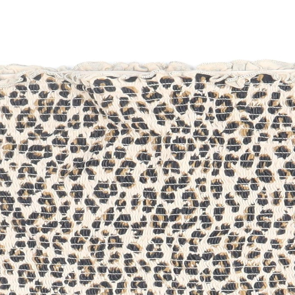 Divided by H&M Womens Beige Animal Print Cotton Cropped Blouse Size L Off the Shoulder - Leopard Print Bandeau