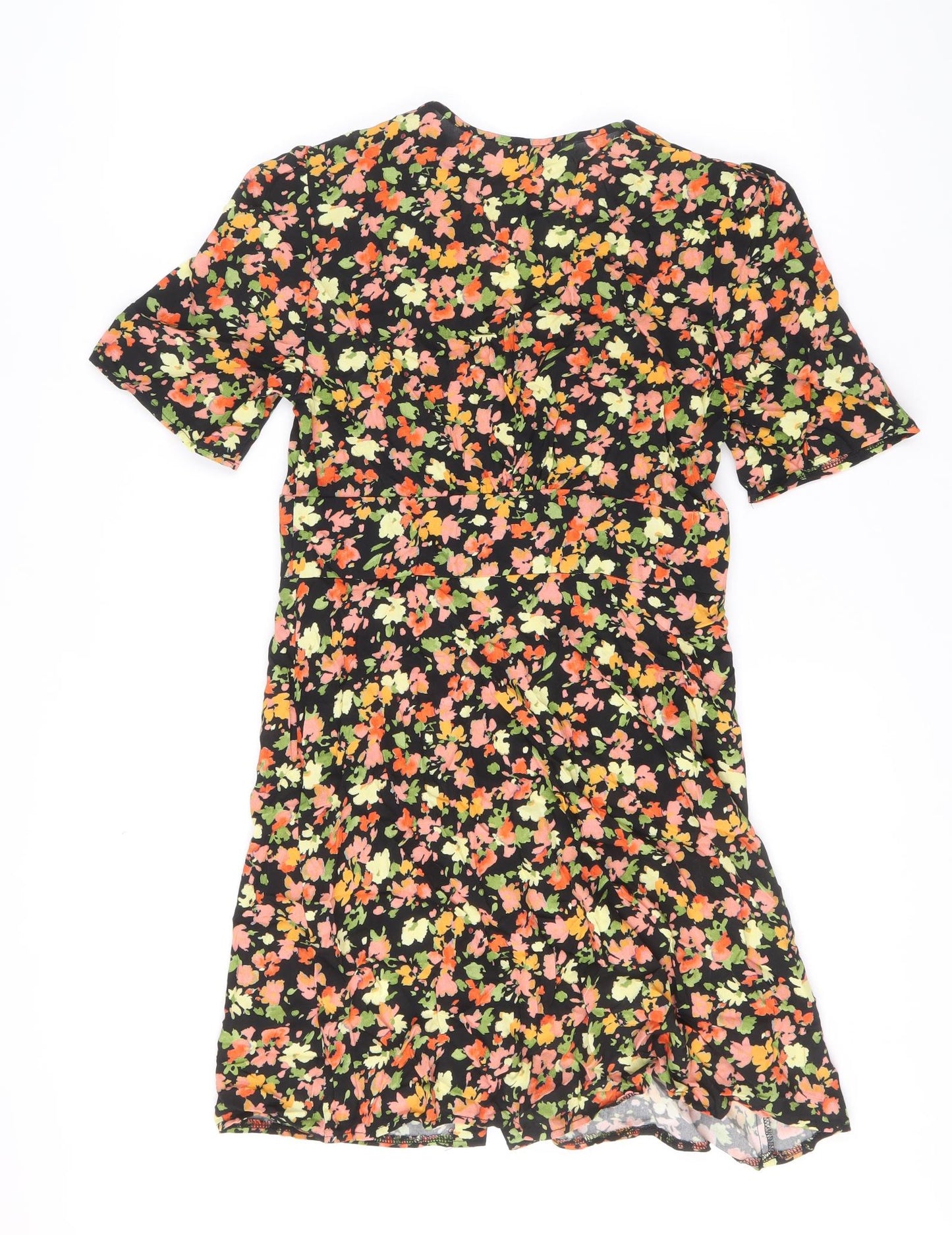 Nobodys Child Womens Multicoloured Floral Viscose Mini Size 10 V-Neck Button