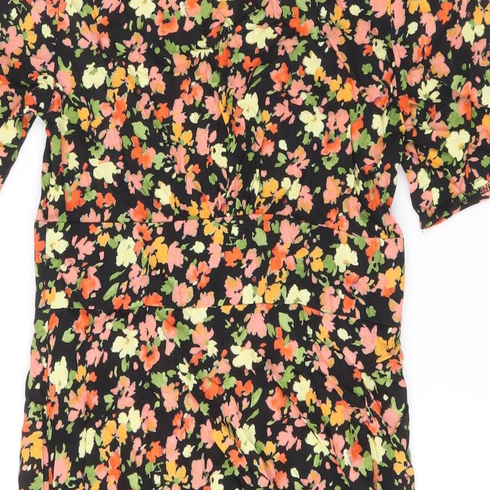 Nobodys Child Womens Multicoloured Floral Viscose Mini Size 10 V-Neck Button