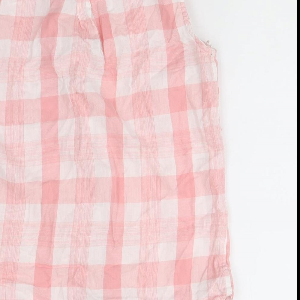 TU Womens Pink Check 100% Cotton Basic Button-Up Size 8 Collared