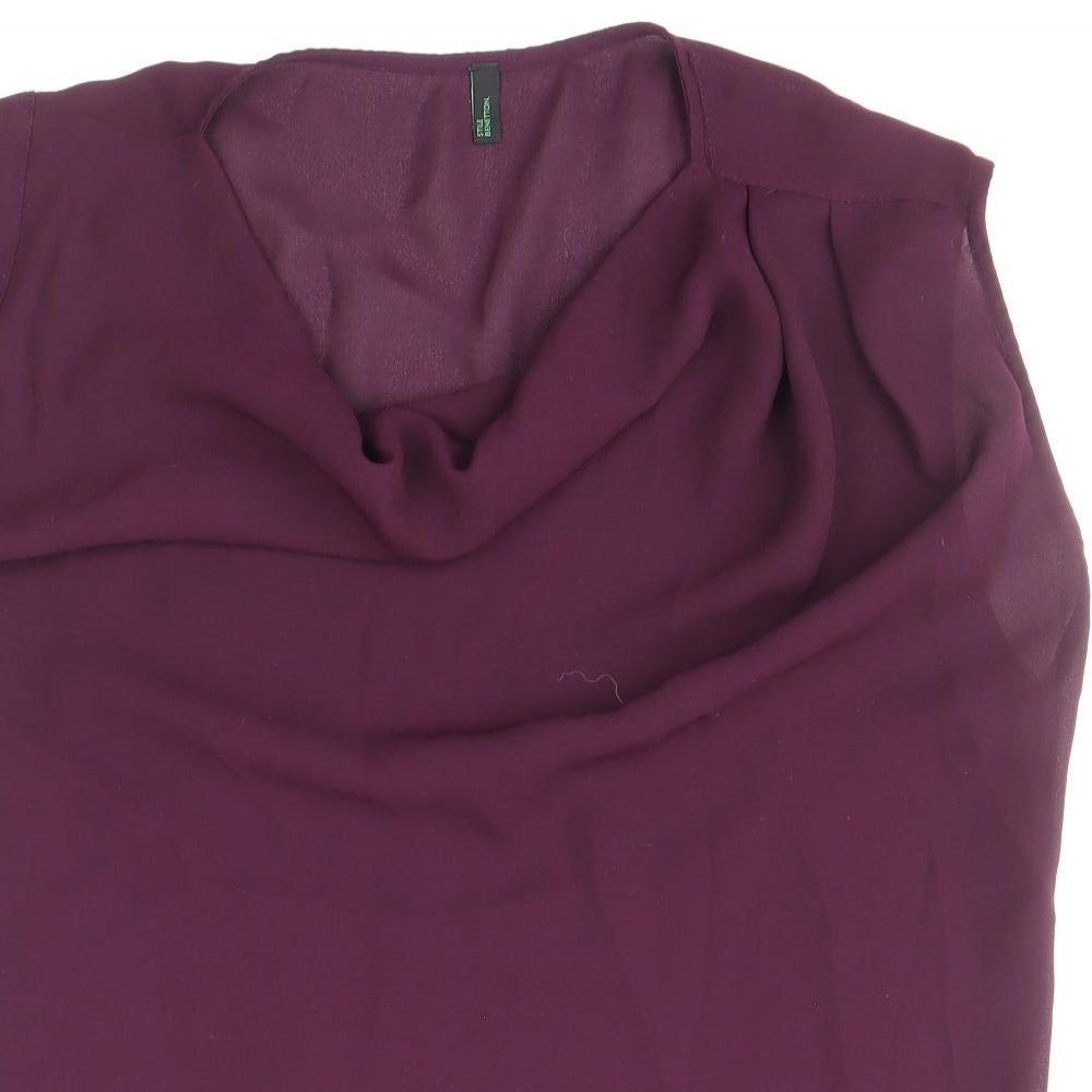 Stile Benetton Womens Purple Polyester Basic Tank Size XS Cowl Neck