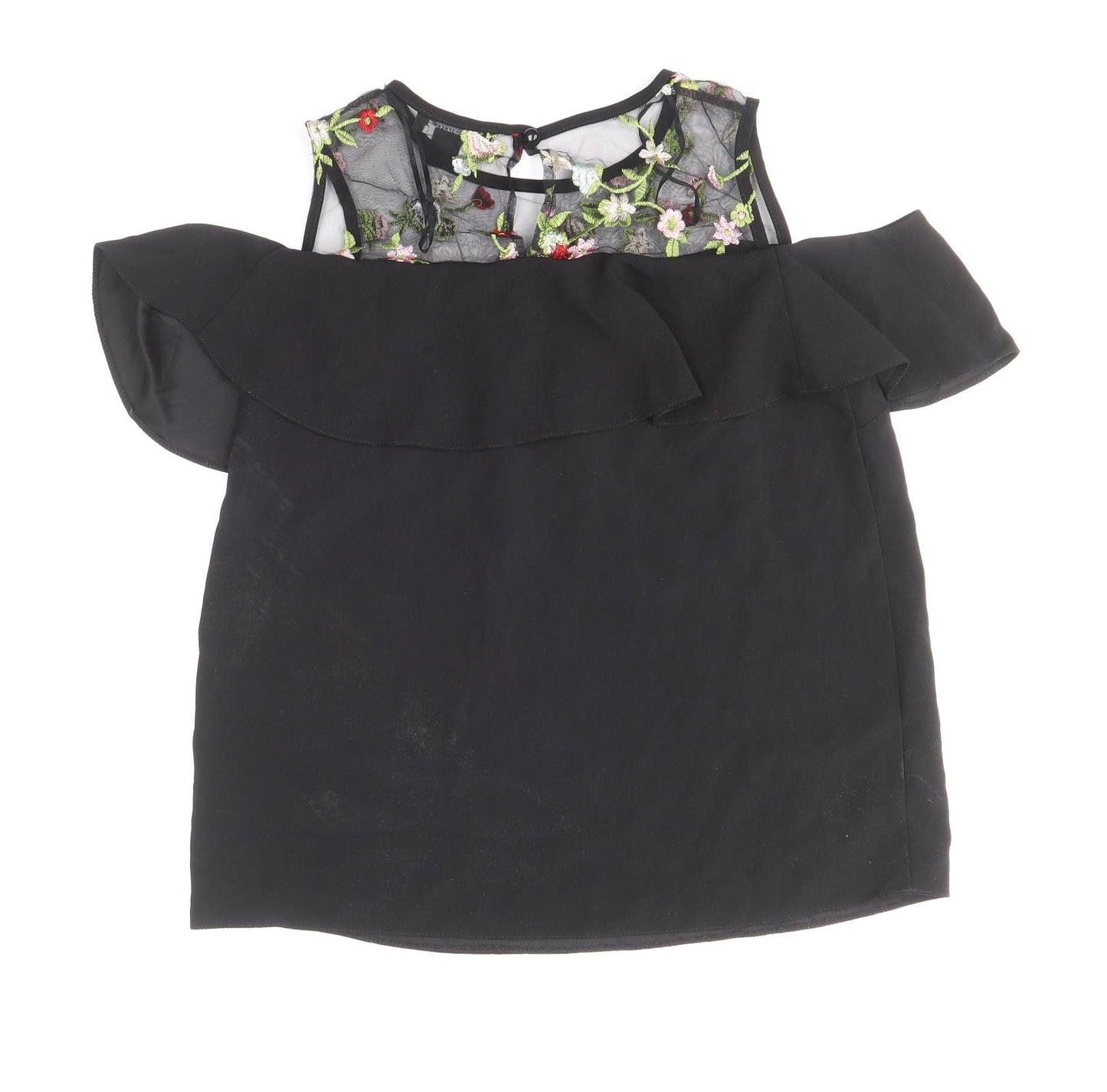 Atmosphere Womens Black Floral Polyester Basic Blouse Size 10 Scoop Neck