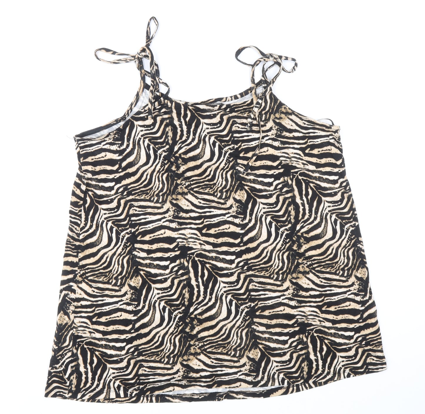 TU Womens Brown Geometric Viscose Basic Tank Size 12 Round Neck