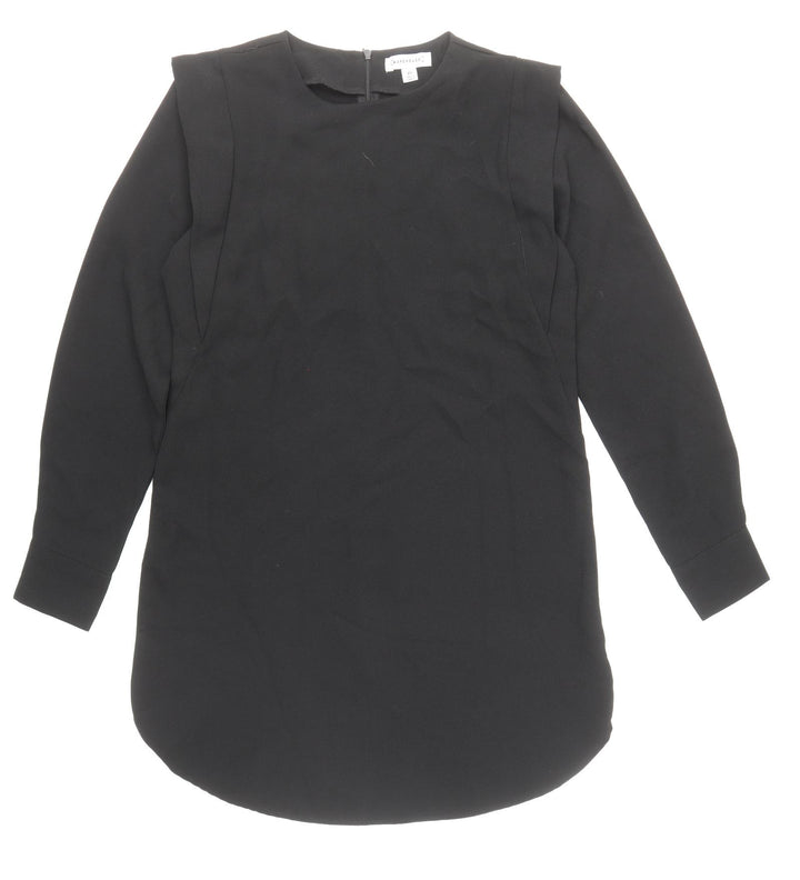 Warehouse Womens Black Polyester Shift Size 10 Round Neck Zip