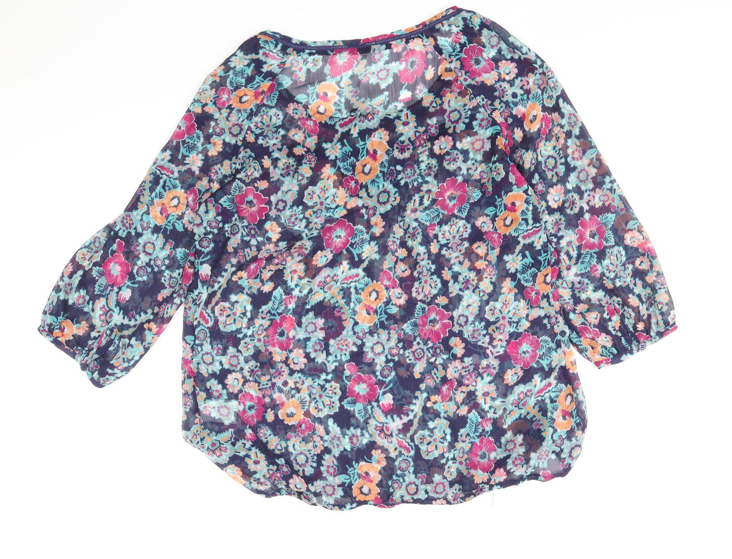 Indigo Womens Multicoloured Geometric Polyester Basic Blouse Size 12 Round Neck