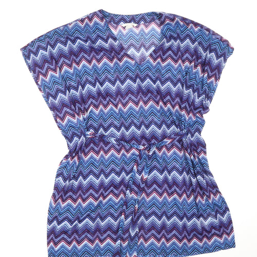 H&M Womens Blue Geometric Polyester Kaftan Size XS V-Neck Pullover