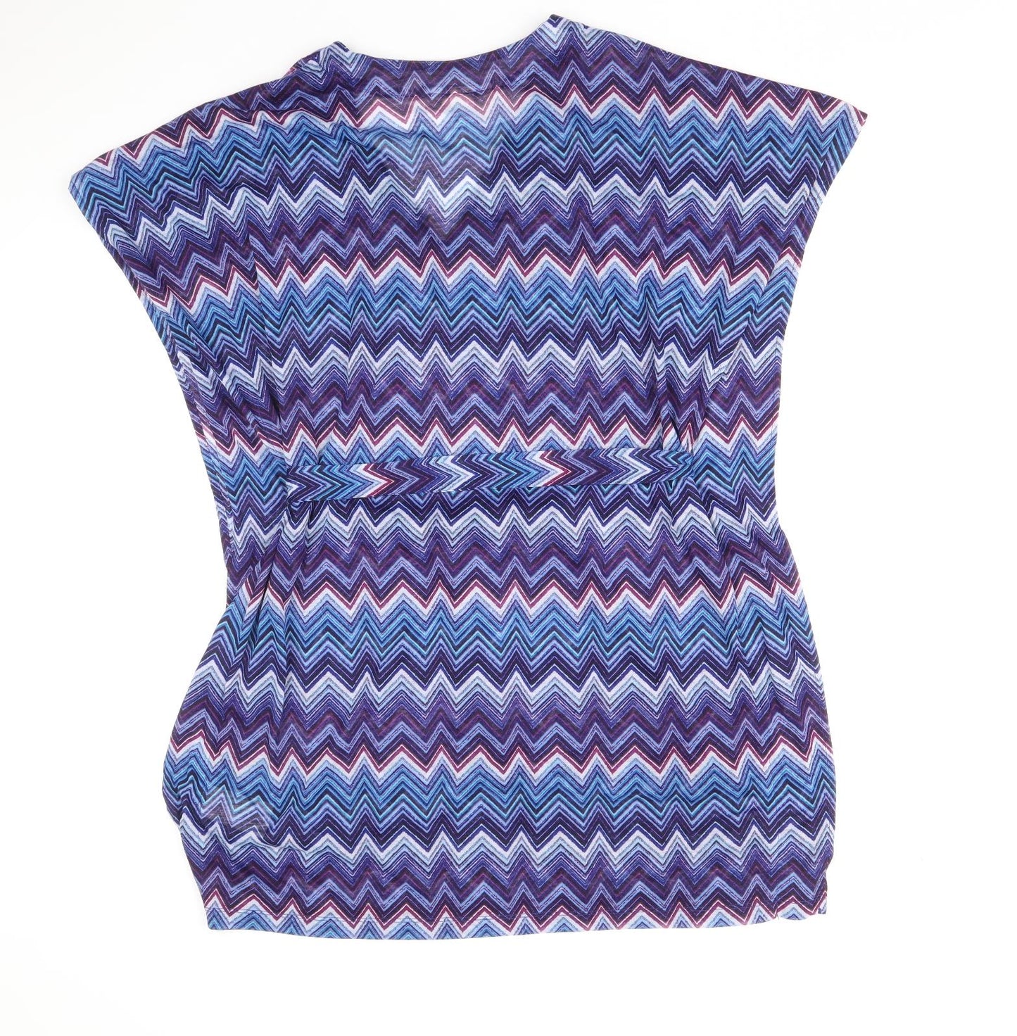 H&M Womens Blue Geometric Polyester Kaftan Size XS V-Neck Pullover