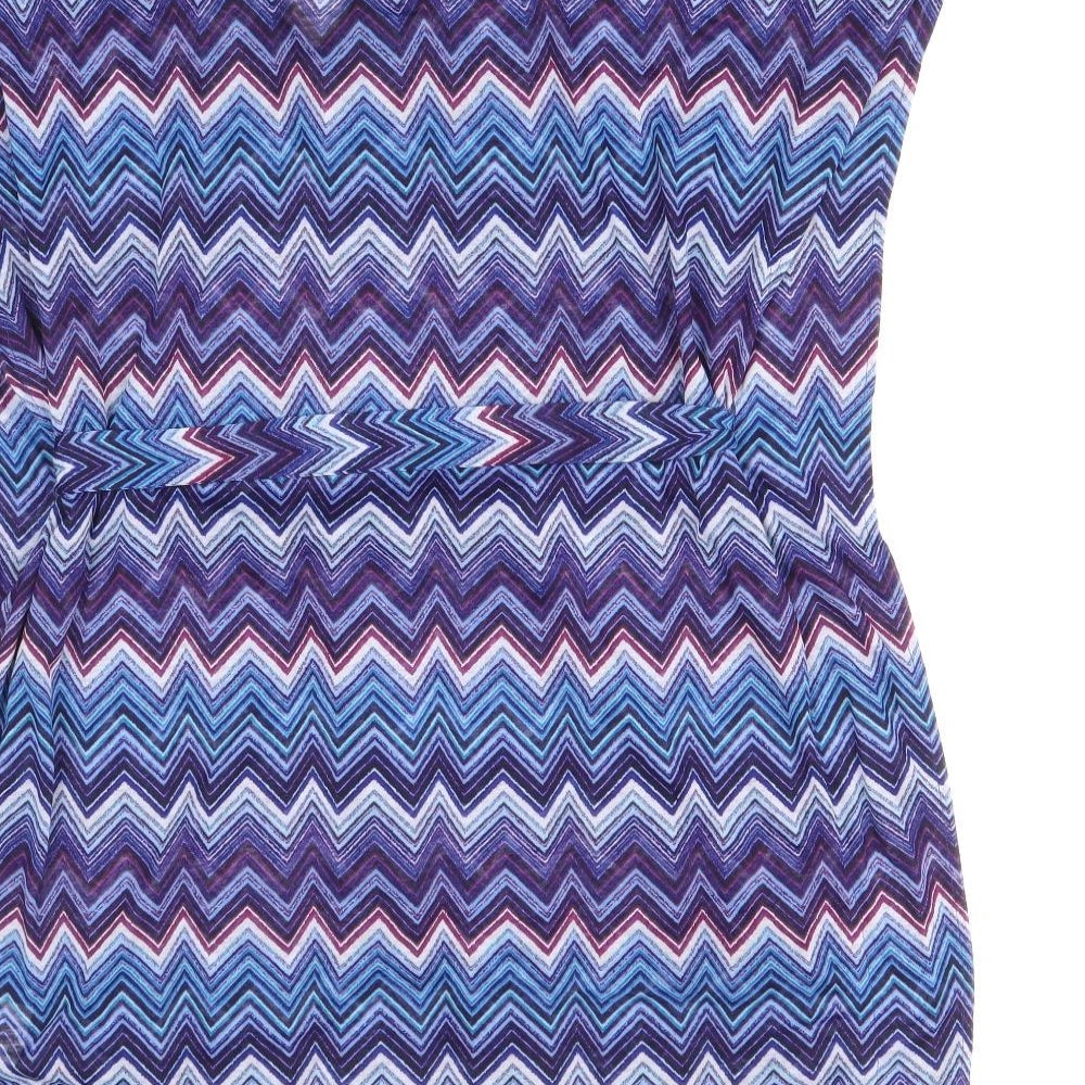 H&M Womens Blue Geometric Polyester Kaftan Size XS V-Neck Pullover