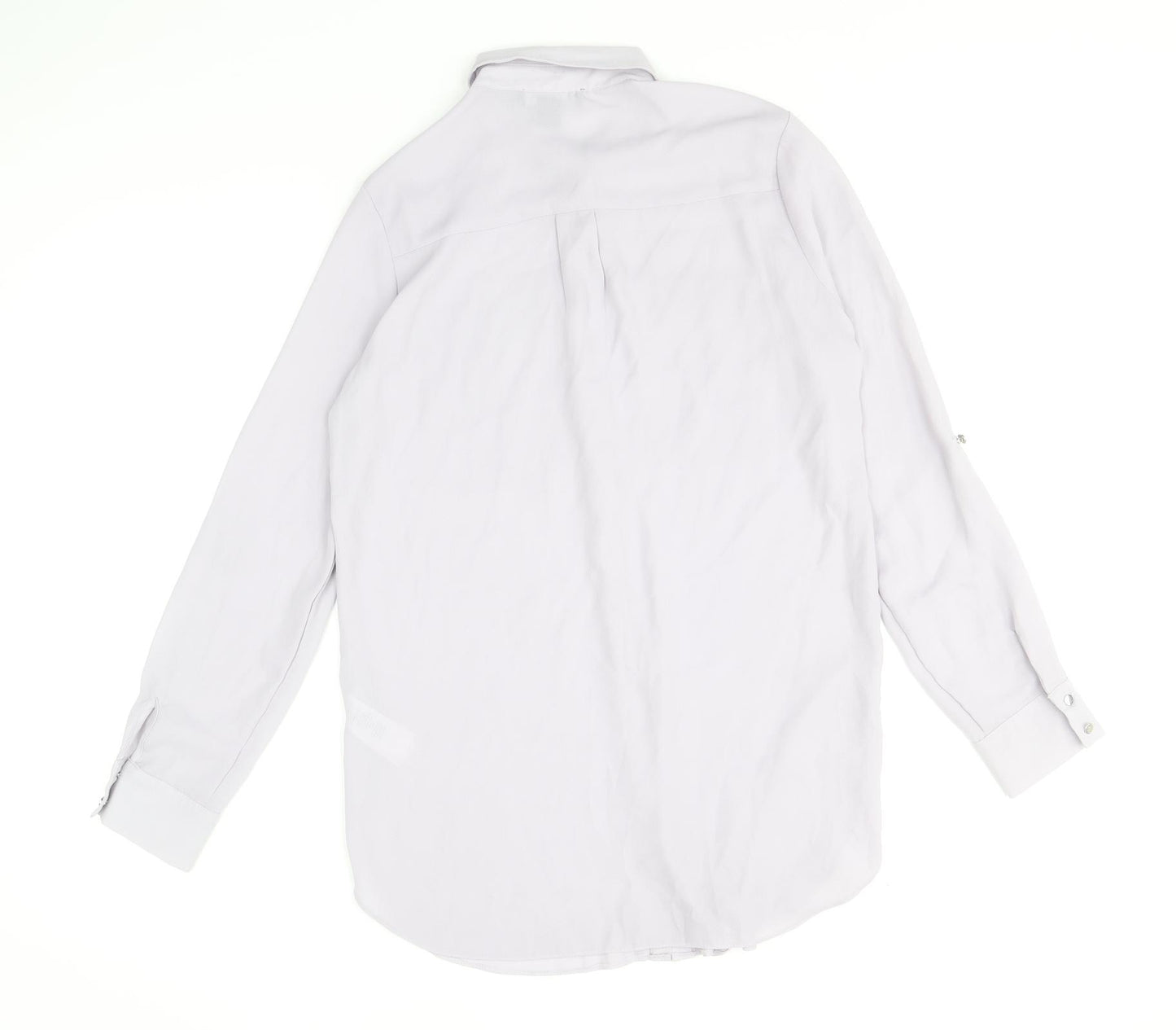 Primark Womens Purple Polyester Basic Button-Up Size 8 V-Neck