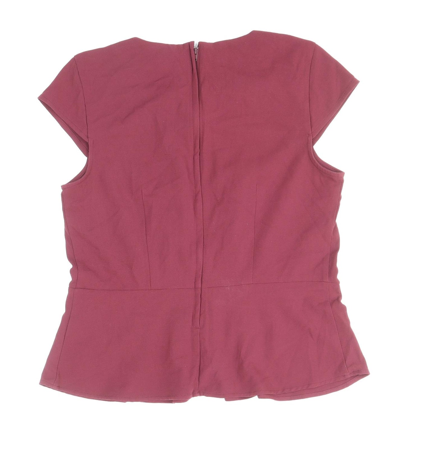H&M Womens Red Polyester Basic Blouse Size 16 Round Neck