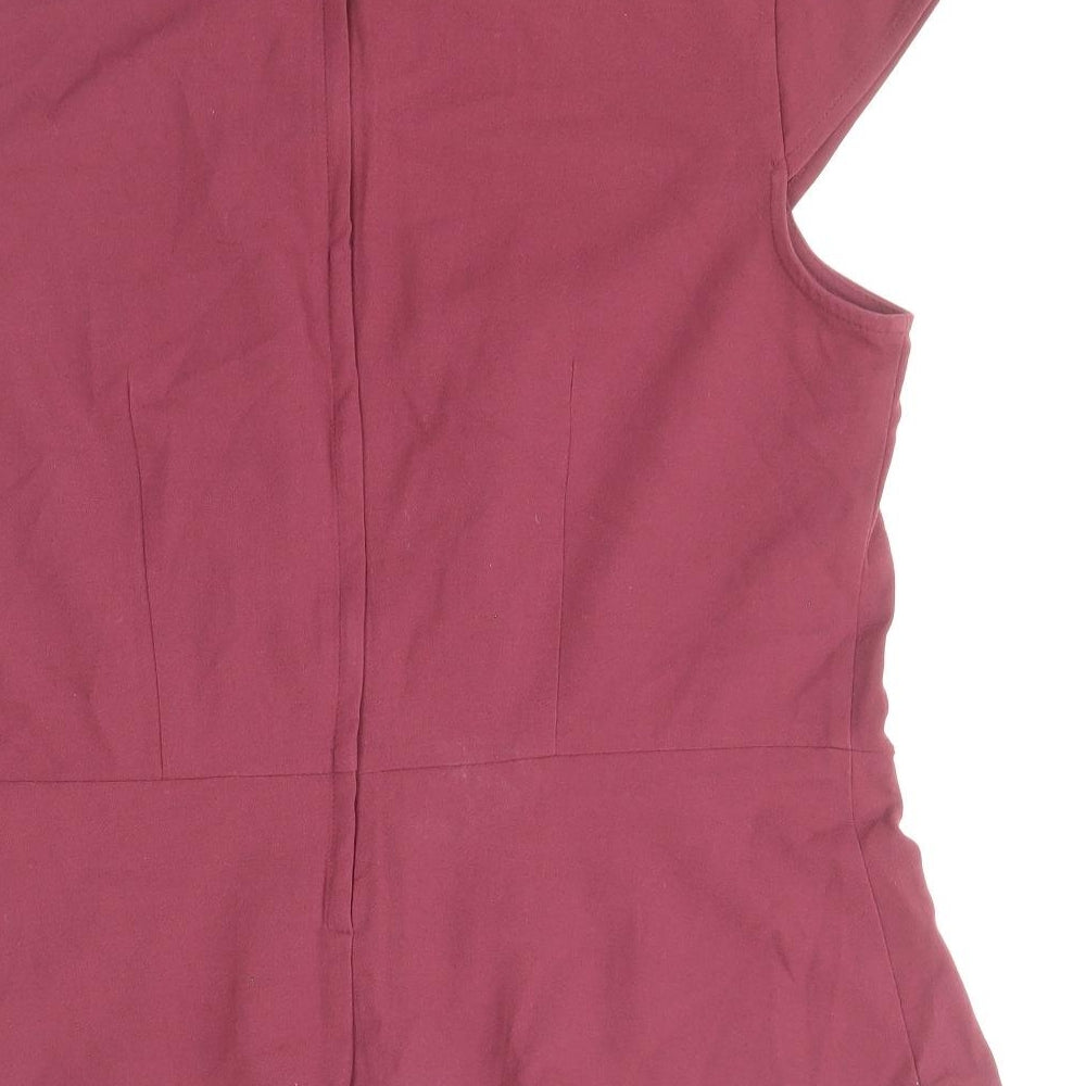 H&M Womens Red Polyester Basic Blouse Size 16 Round Neck