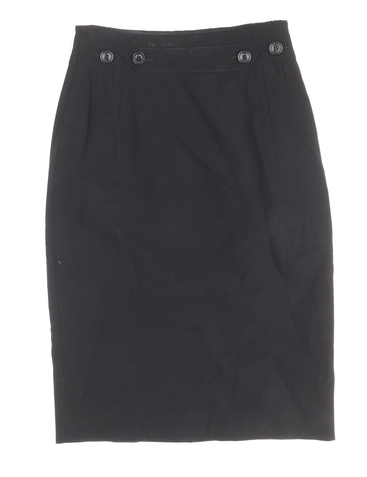 Karen Millen Womens Black Wool Straight & Pencil Skirt Size 8 Zip