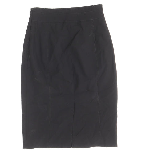 Karen Millen Womens Black Wool Straight & Pencil Skirt Size 8 Zip