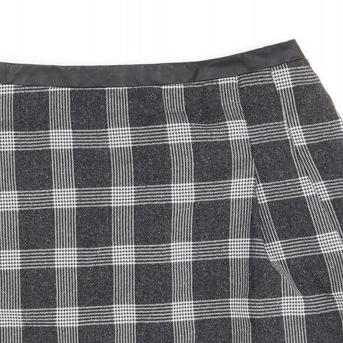 Oasis Womens Black Plaid Polyester Mini Skirt Size 12 Zip
