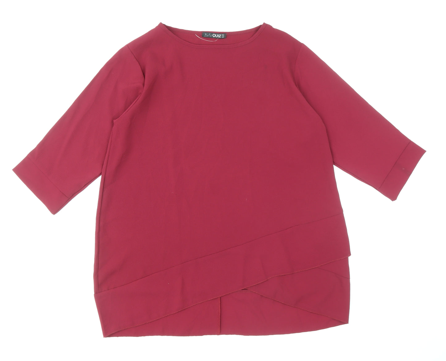 Quiz Womens Red Polyester Tunic Blouse Size 12 Round Neck