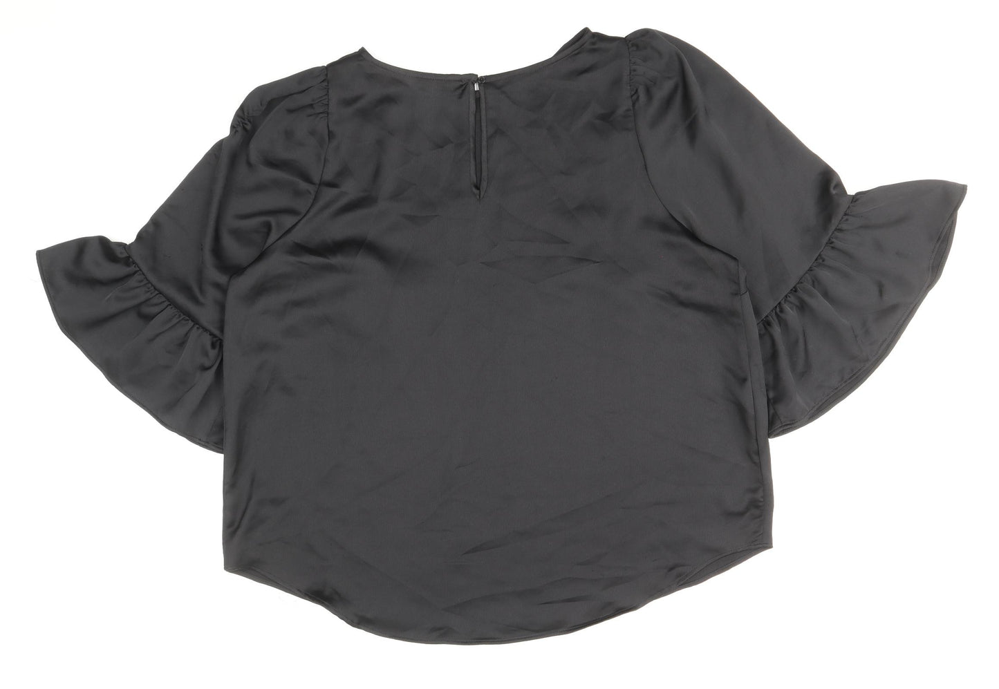 F&F Womens Black Polyester Cropped Blouse Size 20 Round Neck