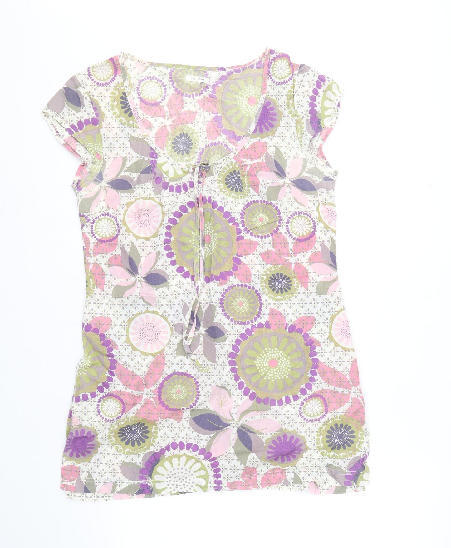 White Stuff Womens Multicoloured Geometric 100% Cotton Tunic Tank Size 12 Scoop Neck