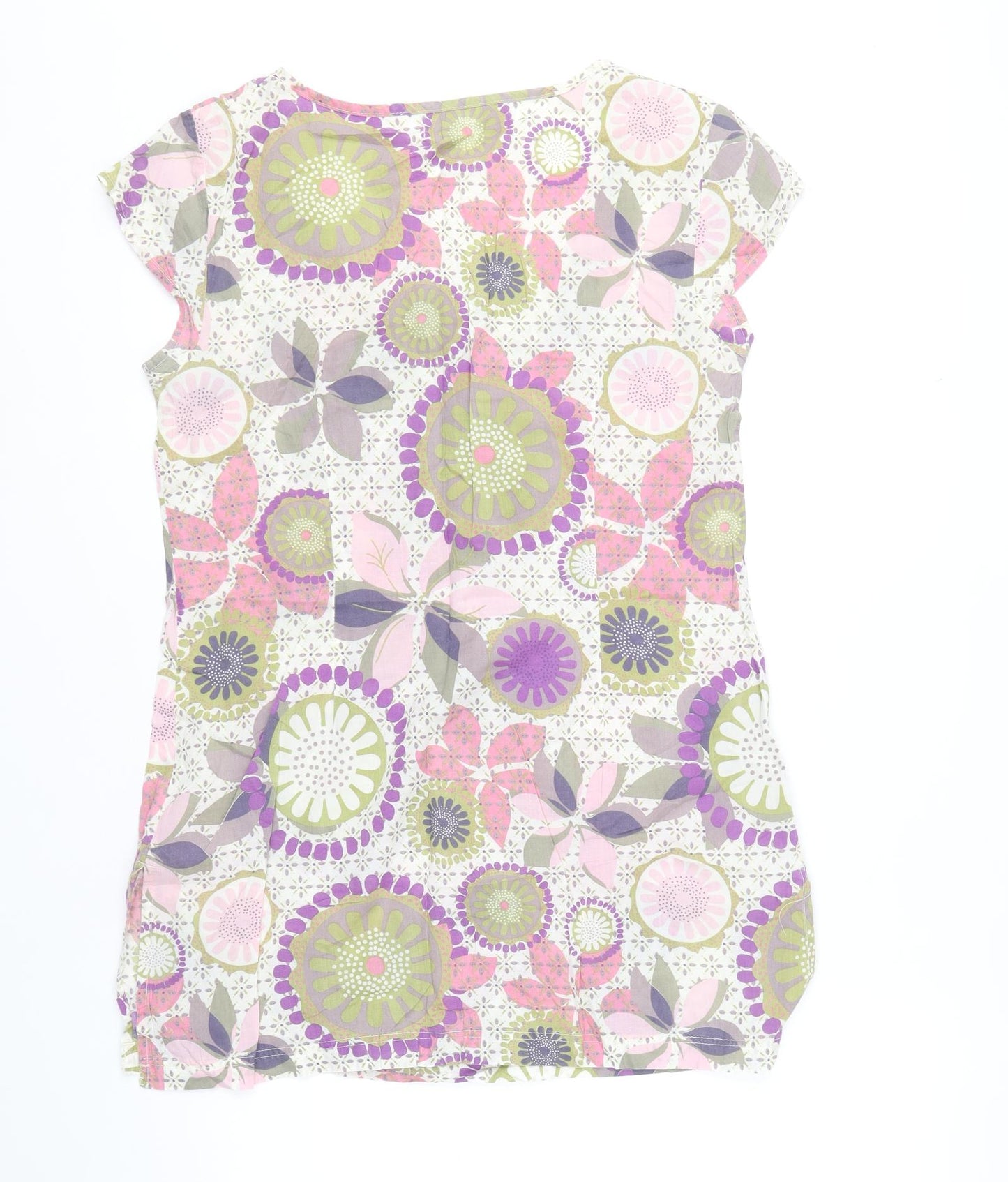 White Stuff Womens Multicoloured Geometric 100% Cotton Tunic Tank Size 12 Scoop Neck