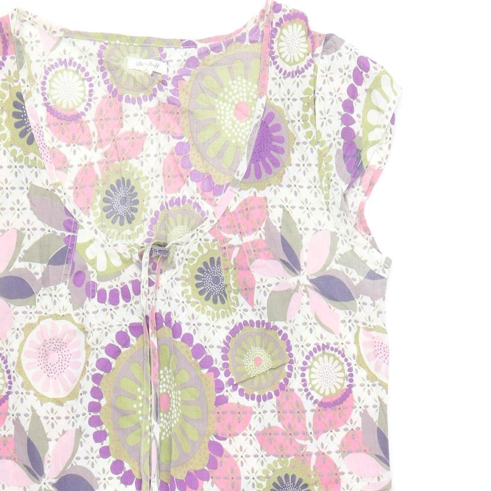 White Stuff Womens Multicoloured Geometric 100% Cotton Tunic Tank Size 12 Scoop Neck