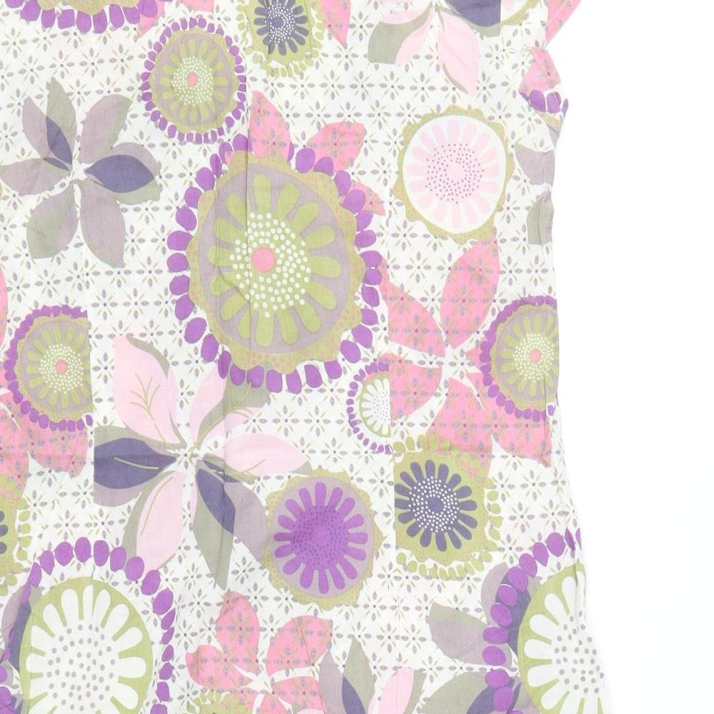 White Stuff Womens Multicoloured Geometric 100% Cotton Tunic Tank Size 12 Scoop Neck