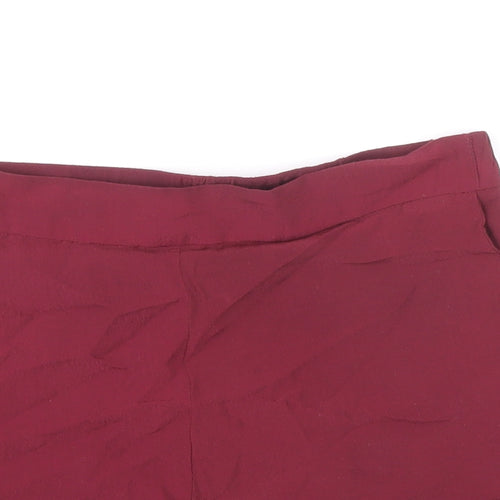 H&M Womens Red Viscose Hot Pants Shorts Size 10 Regular Pull On