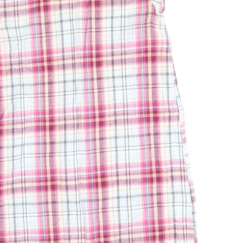 White Stuff Womens Multicoloured Plaid 100% Cotton Sheath Size 12 Scoop Neck Button