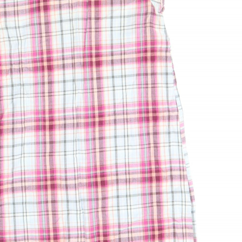 White Stuff Womens Multicoloured Plaid 100% Cotton Sheath Size 12 Scoop Neck Button