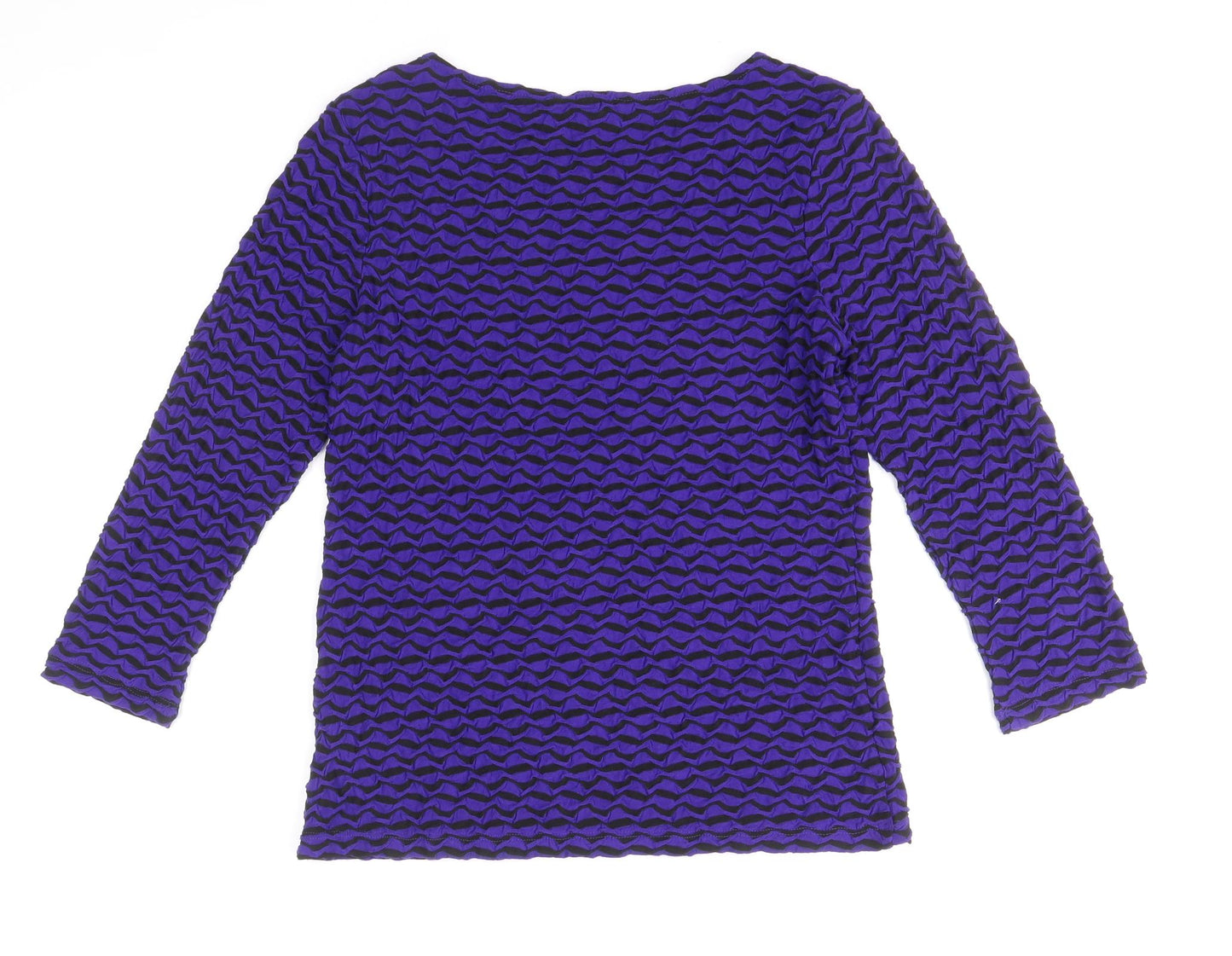 Principles Womens Purple Geometric Viscose Basic T-Shirt Size 12 Round Neck