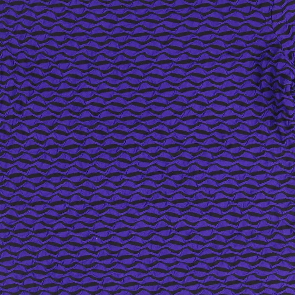 Principles Womens Purple Geometric Viscose Basic T-Shirt Size 12 Round Neck