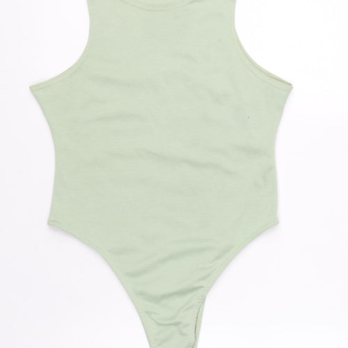 PRETTYLITTLETHING Womens Green Polyester Bodysuit One-Piece Size 12 Snap