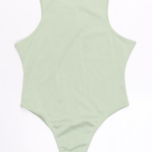 PRETTYLITTLETHING Womens Green Polyester Bodysuit One-Piece Size 12 Snap