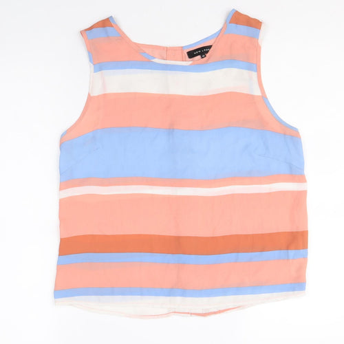 New Look Womens Multicoloured Striped Polyester Basic Tank Size 12 Round Neck