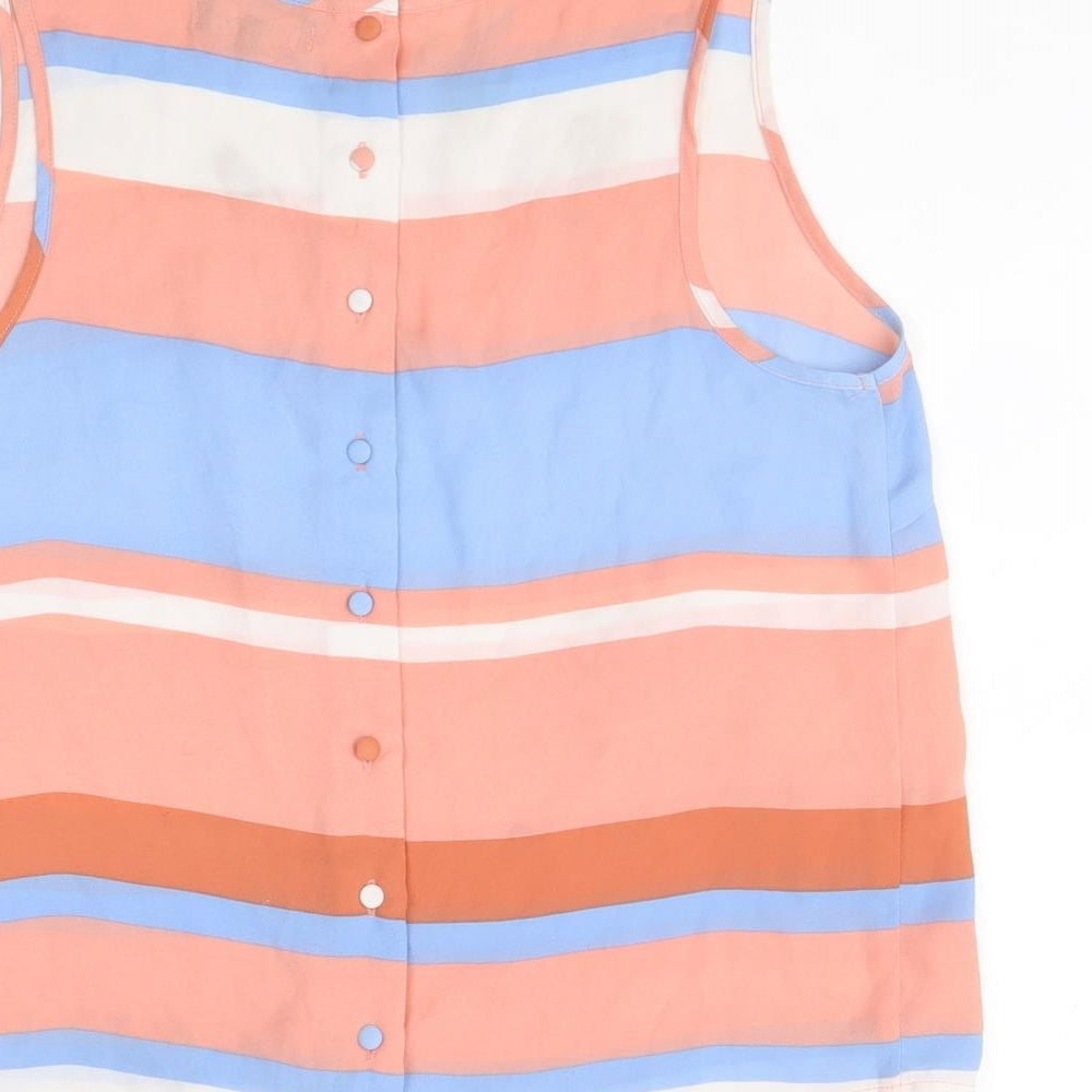 New Look Womens Multicoloured Striped Polyester Basic Tank Size 12 Round Neck