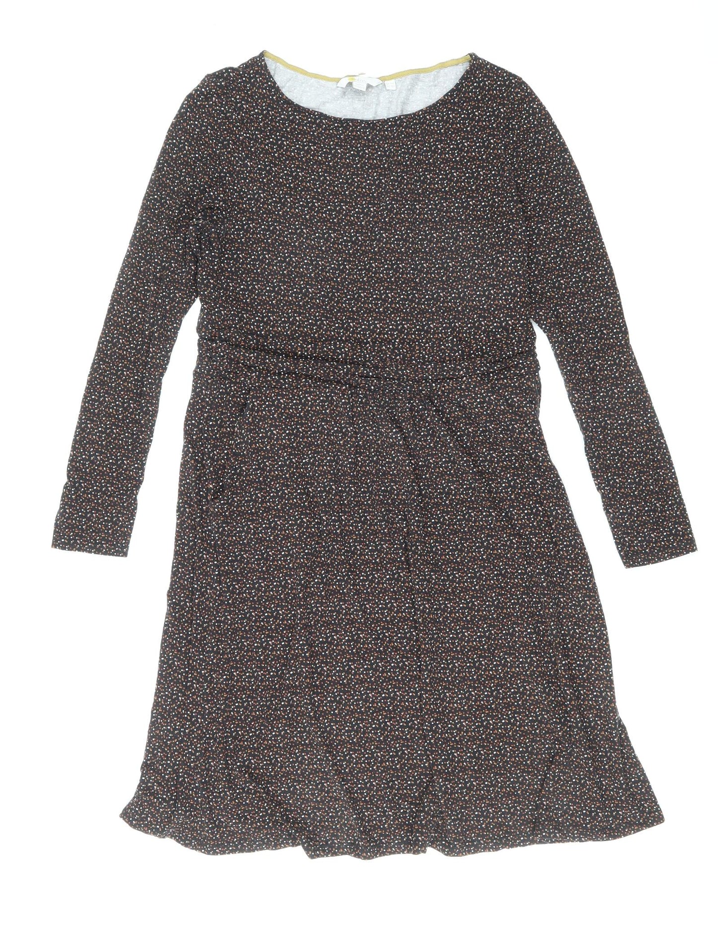 Baby Boden Womens Black Geometric Viscose Fit & Flare Size 14 Round Neck Pullover