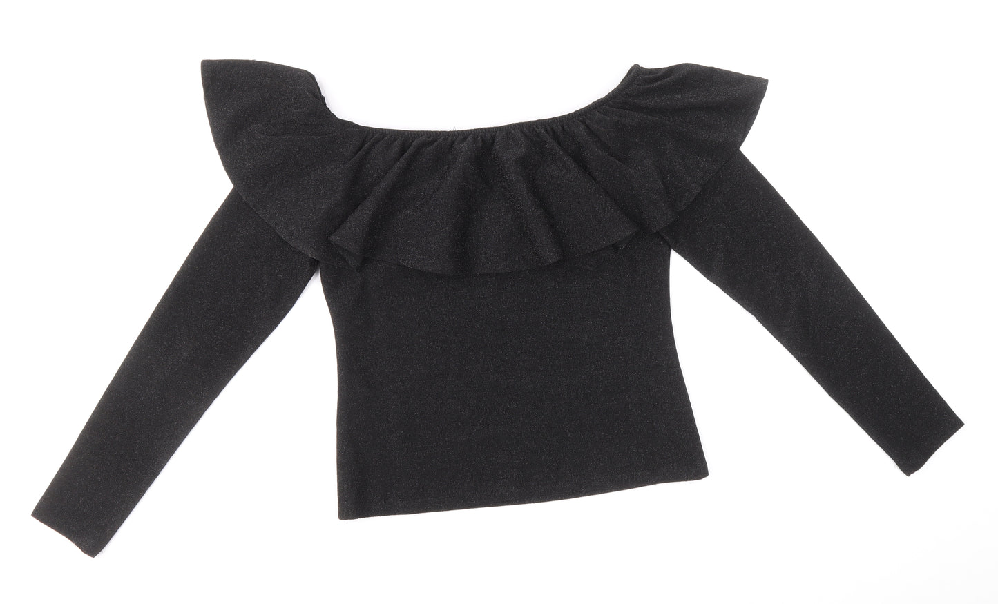 H&M Womens Black Polyester Basic T-Shirt Size S Off the Shoulder