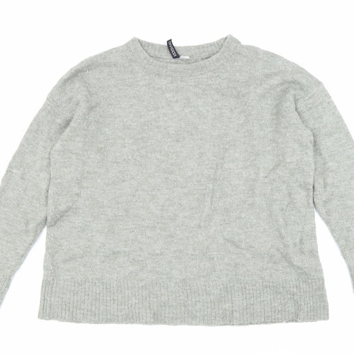 Divided Womens Grey Boat Neck Acrylic Pullover Jumper Size M