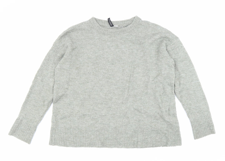 Divided Womens Grey Boat Neck Acrylic Pullover Jumper Size M
