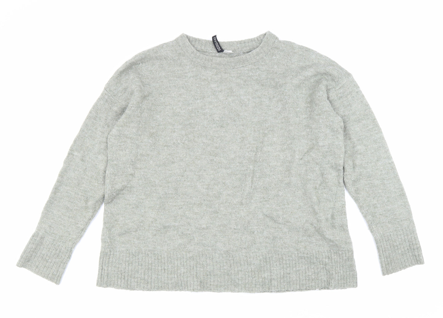 Divided Womens Grey Boat Neck Acrylic Pullover Jumper Size M