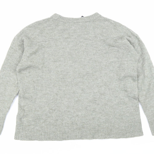 Divided Womens Grey Boat Neck Acrylic Pullover Jumper Size M