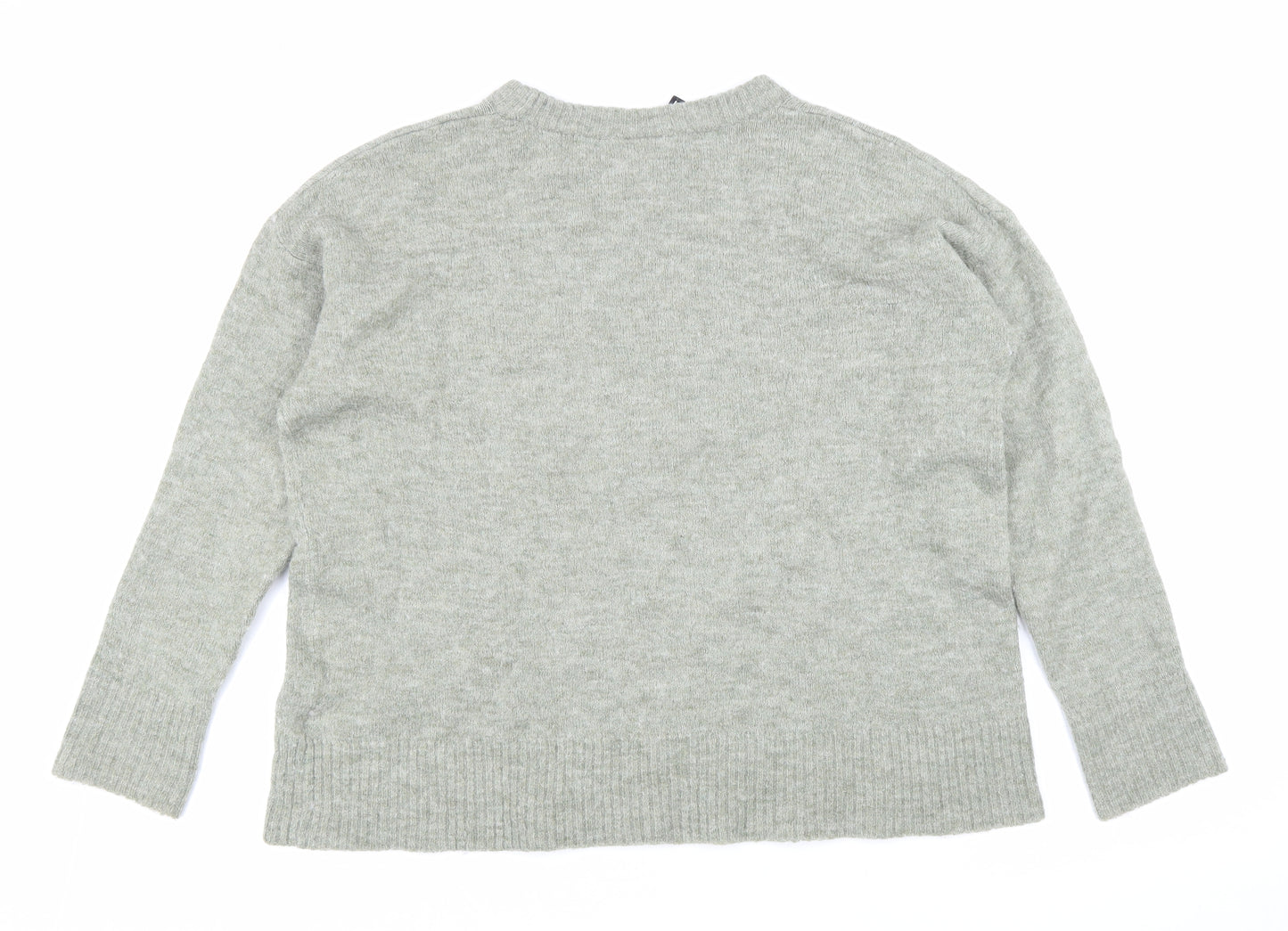 Divided Womens Grey Boat Neck Acrylic Pullover Jumper Size M