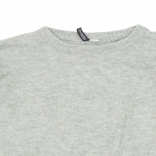 Divided Womens Grey Boat Neck Acrylic Pullover Jumper Size M